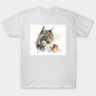 Maine Coon Cat Watercolour Painting T-Shirt